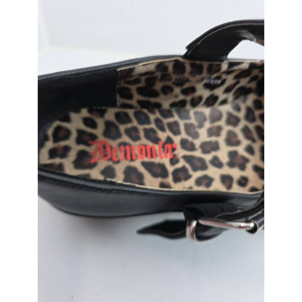Demonia Sprite-02 Women's Size 8 Black Mary Janes Heart Buckles Platform Goth - Picture 6 of 11